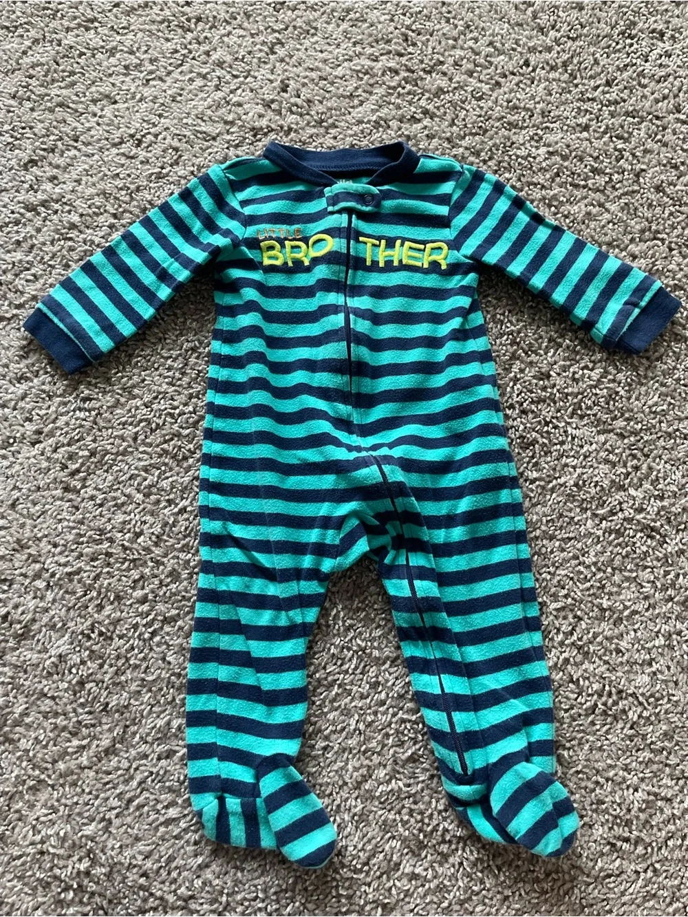 Kids One-Piece Pajama Set in Teal, White, Orange & Black Plaid